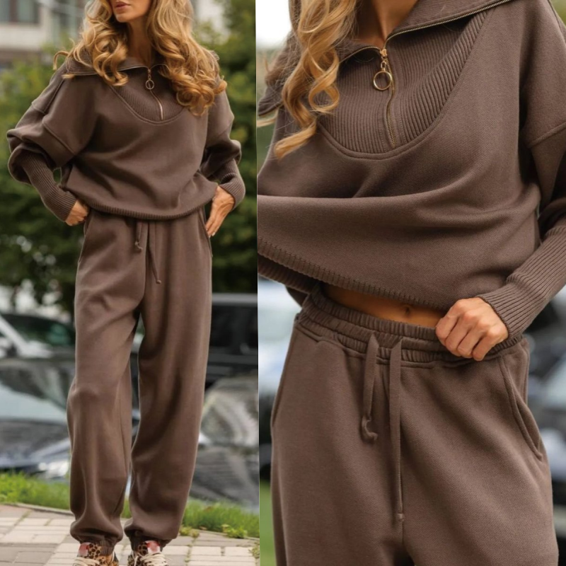 Nymeraa – Half-Zip Flap Sweatshirt and Matching Jogger Pants