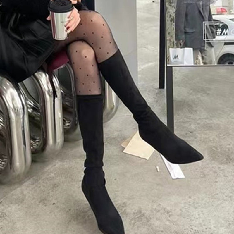 High Knee - Boots with 8.5 cm Heel for Women