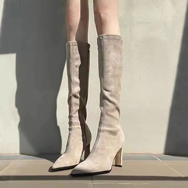 High Knee - Boots with 8.5 cm Heel for Women